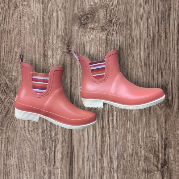 L.L. Bean Boots Wellies Wellie Orange Rain Rubber Waterproof Pull On Rugged Sz 8 - Picture 1 of 9